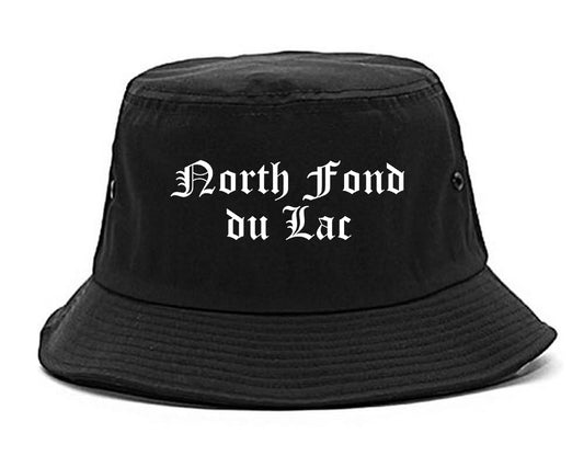 North Fond du Lac Wisconsin WI Old English Mens Bucket Hat Black