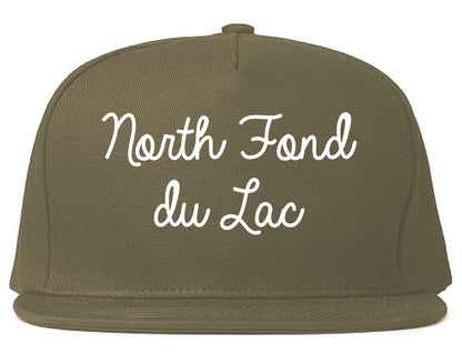 North Fond du Lac Wisconsin WI Script Mens Snapback Hat Grey