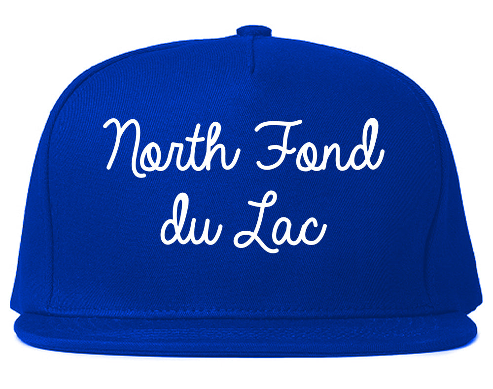 North Fond du Lac Wisconsin WI Script Mens Snapback Hat Royal Blue