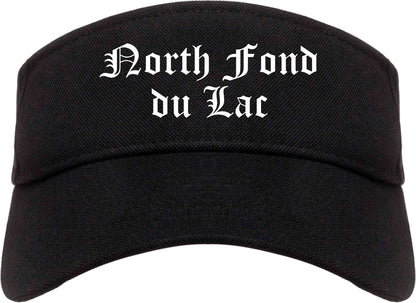 North Fond du Lac Wisconsin WI Old English Mens Visor Cap Hat Black