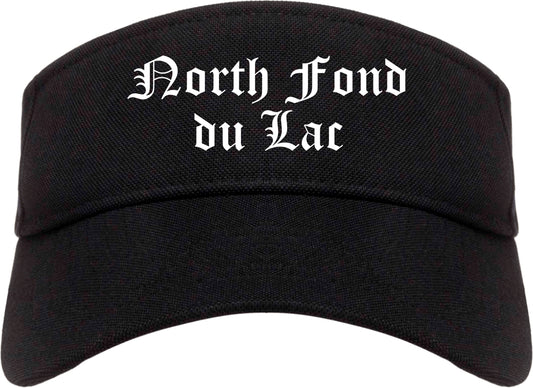North Fond du Lac Wisconsin WI Old English Mens Visor Cap Hat Black