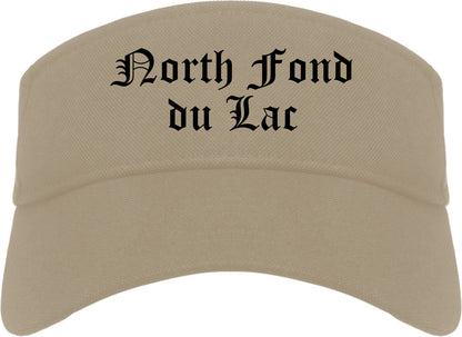 North Fond du Lac Wisconsin WI Old English Mens Visor Cap Hat Khaki