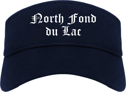 North Fond du Lac Wisconsin WI Old English Mens Visor Cap Hat Navy Blue