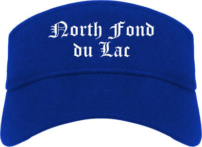North Fond du Lac Wisconsin WI Old English Mens Visor Cap Hat Royal Blue