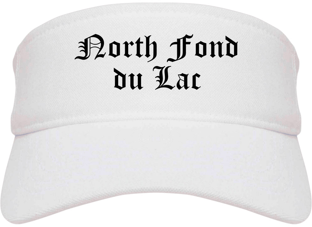 North Fond du Lac Wisconsin WI Old English Mens Visor Cap Hat White