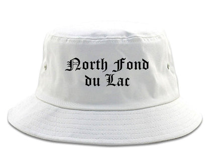 North Fond du Lac Wisconsin WI Old English Mens Bucket Hat White