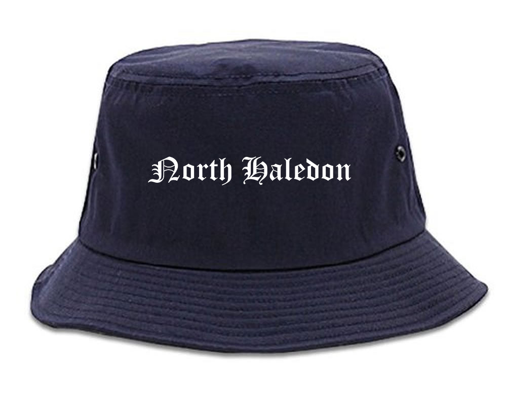 North Haledon New Jersey NJ Old English Mens Bucket Hat Navy Blue