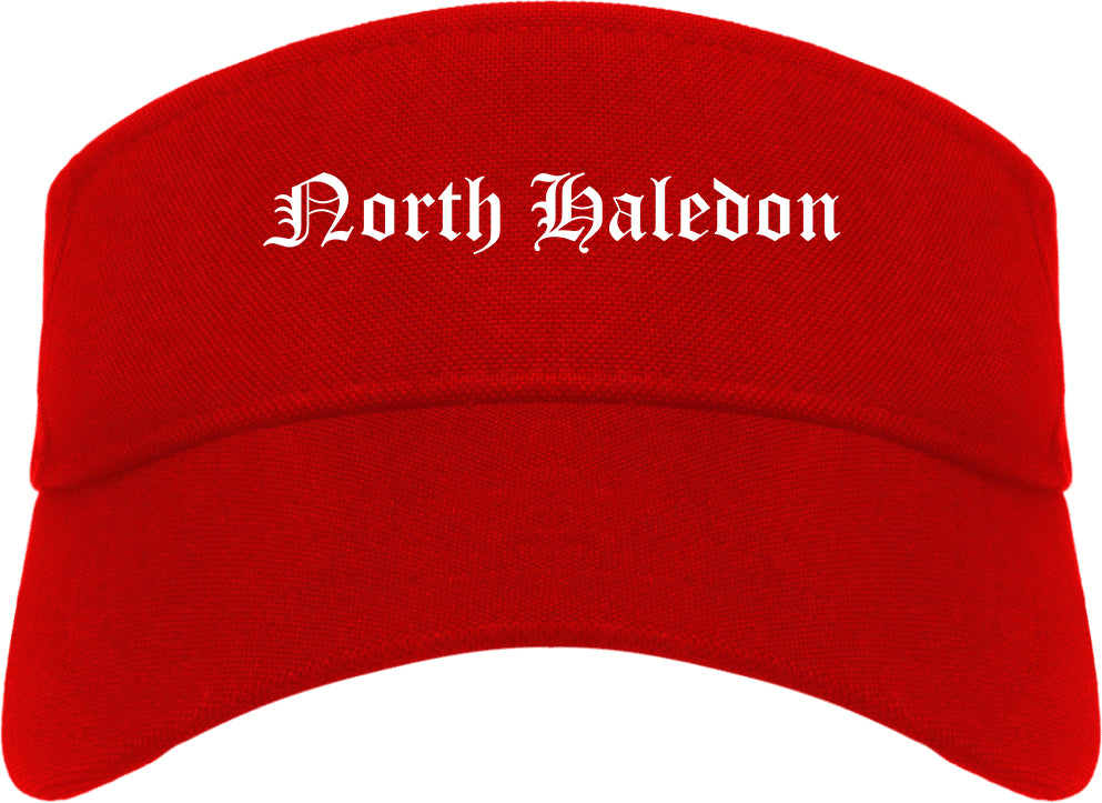 North Haledon New Jersey NJ Old English Mens Visor Cap Hat Red