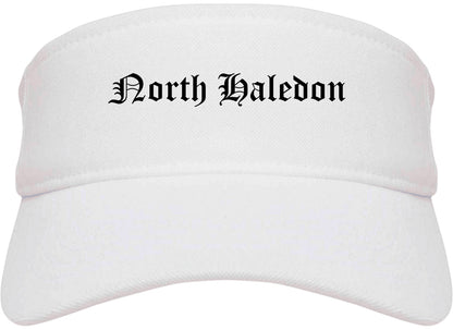 North Haledon New Jersey NJ Old English Mens Visor Cap Hat White