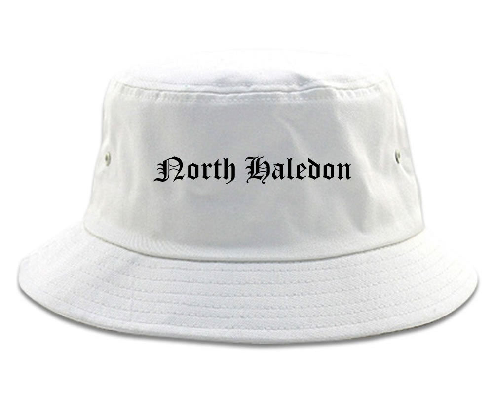 North Haledon New Jersey NJ Old English Mens Bucket Hat White