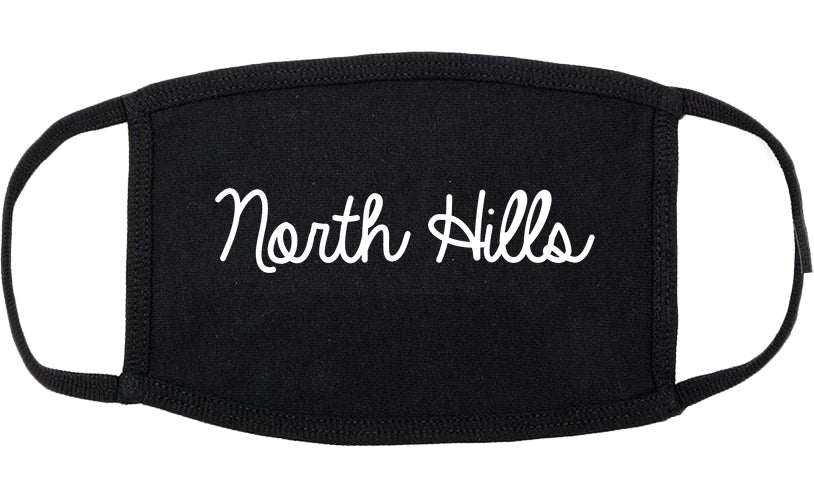 North Hills New York NY Script Cotton Face Mask Black