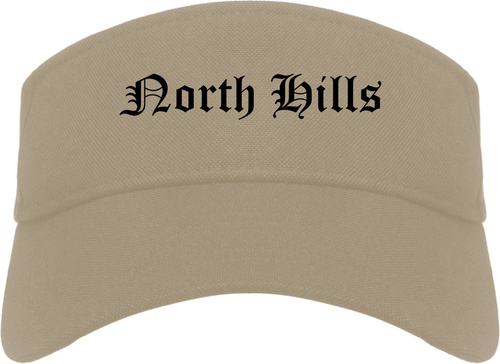 North Hills New York NY Old English Mens Visor Cap Hat Khaki