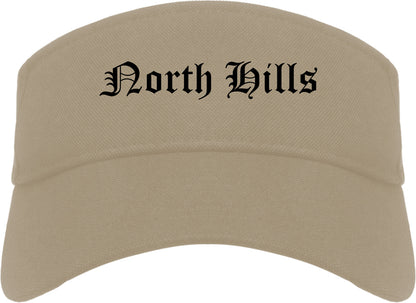 North Hills New York NY Old English Mens Visor Cap Hat Khaki