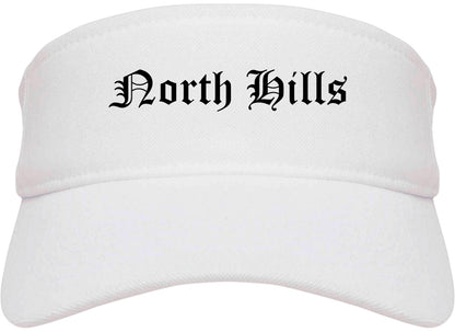 North Hills New York NY Old English Mens Visor Cap Hat White