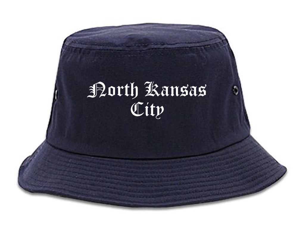North Kansas City Missouri MO Old English Mens Bucket Hat Navy Blue