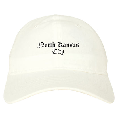 North Kansas City Missouri MO Old English Mens Dad Hat Baseball Cap White