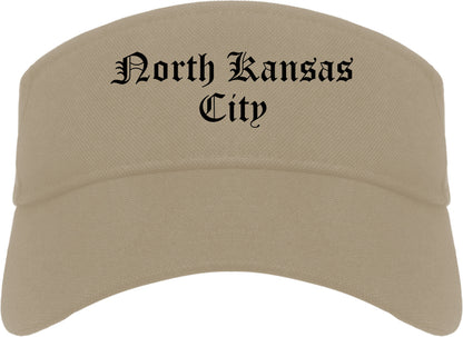 North Kansas City Missouri MO Old English Mens Visor Cap Hat Khaki