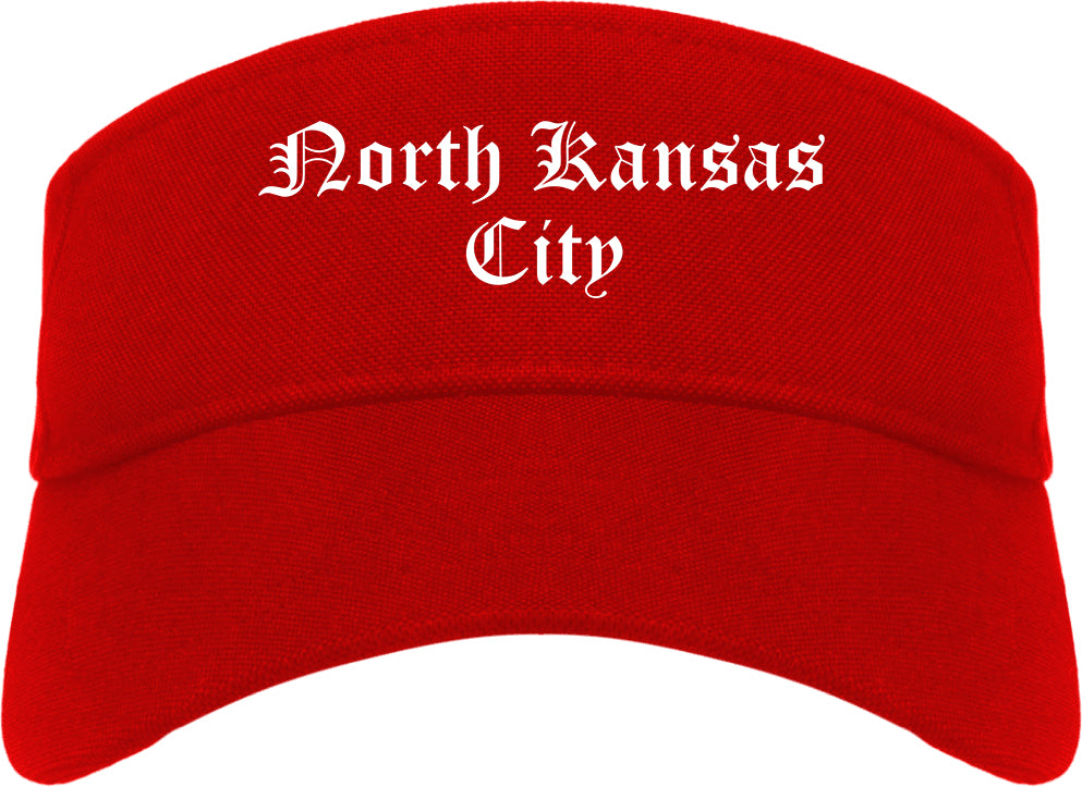 North Kansas City Missouri MO Old English Mens Visor Cap Hat Red