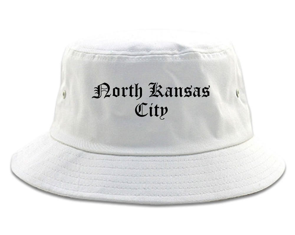 North Kansas City Missouri MO Old English Mens Bucket Hat White