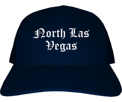 North Las Vegas Nevada NV Old English Mens Trucker Hat Cap Navy Blue