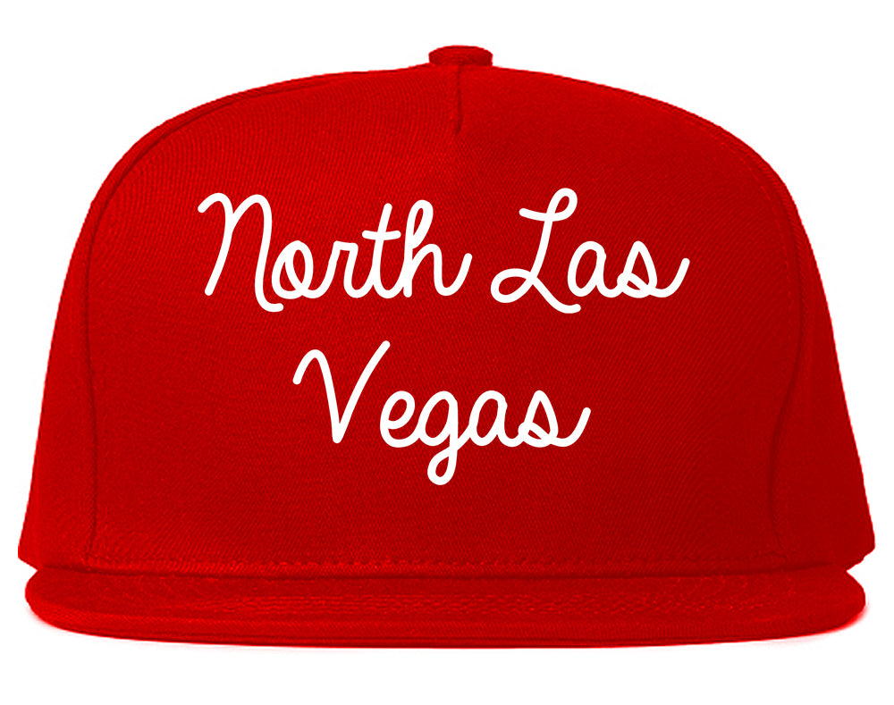 North Las Vegas Nevada NV Script Mens Snapback Hat Red