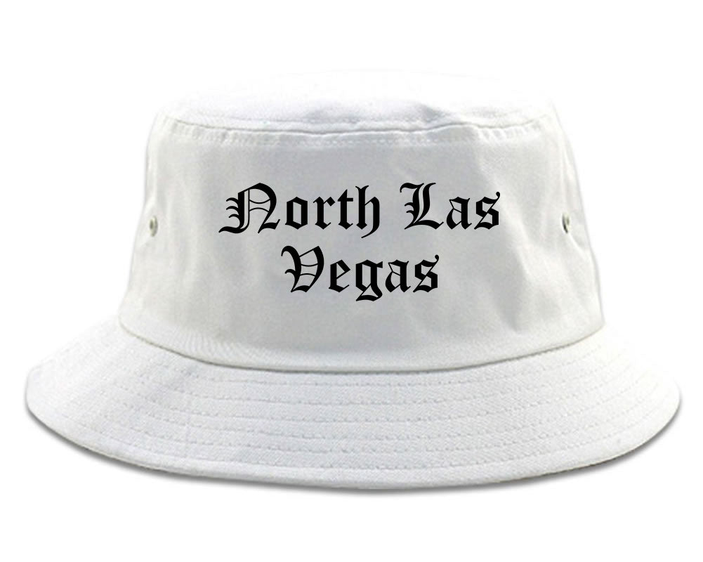 North Las Vegas Nevada NV Old English Mens Bucket Hat White