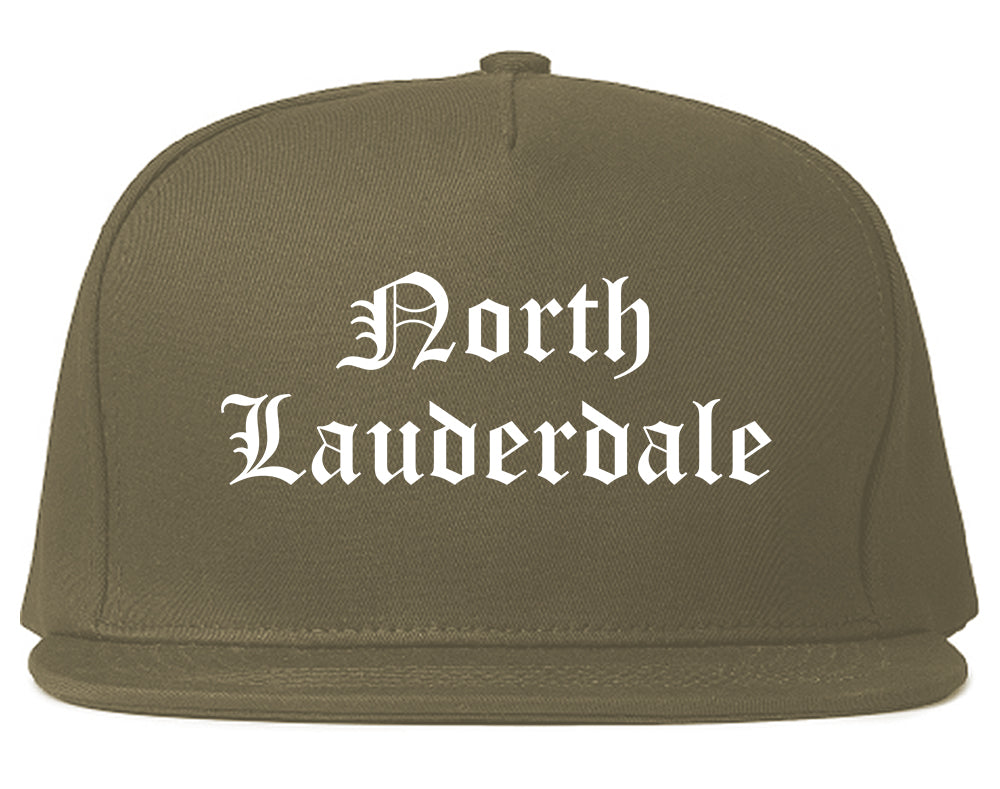 North Lauderdale Florida FL Old English Mens Snapback Hat Grey