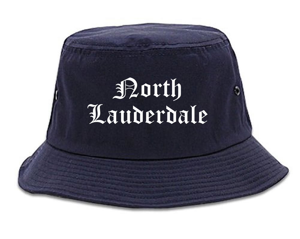 North Lauderdale Florida FL Old English Mens Bucket Hat Navy Blue