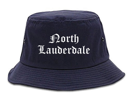 North Lauderdale Florida FL Old English Mens Bucket Hat Navy Blue