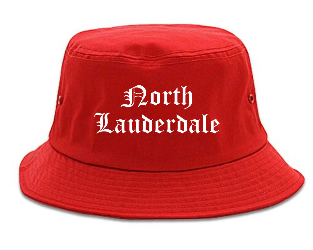 North Lauderdale Florida FL Old English Mens Bucket Hat Red