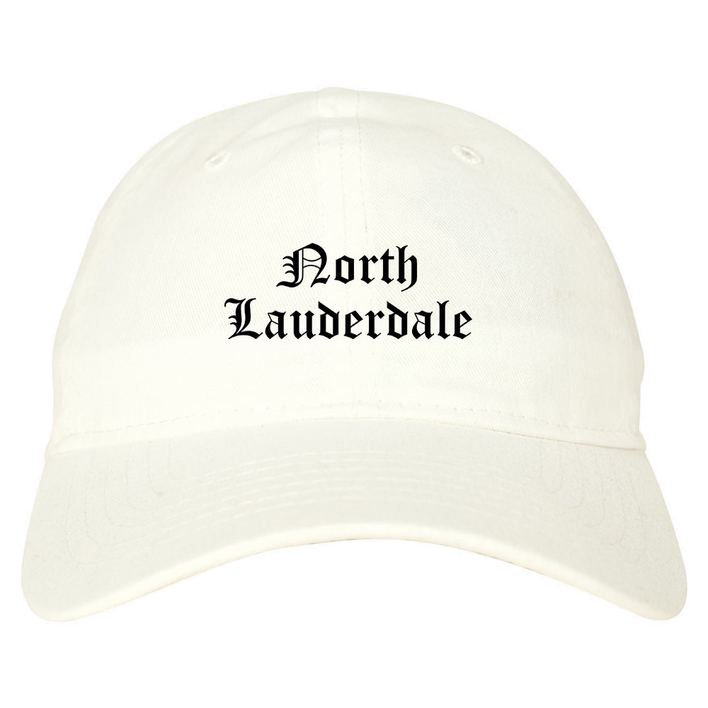 North Lauderdale Florida FL Old English Mens Dad Hat Baseball Cap White