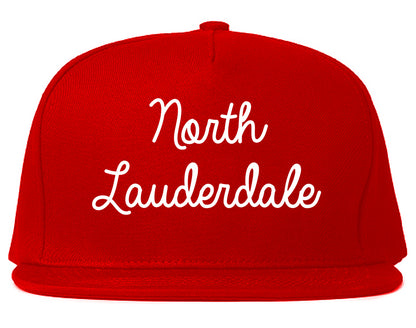 North Lauderdale Florida FL Script Mens Snapback Hat Red