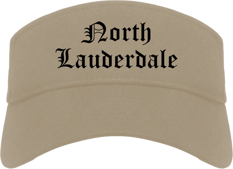 North Lauderdale Florida FL Old English Mens Visor Cap Hat Khaki