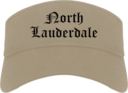 North Lauderdale Florida FL Old English Mens Visor Cap Hat Khaki