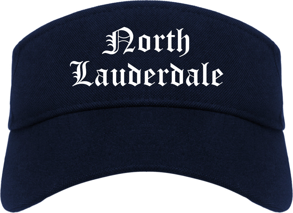 North Lauderdale Florida FL Old English Mens Visor Cap Hat Navy Blue