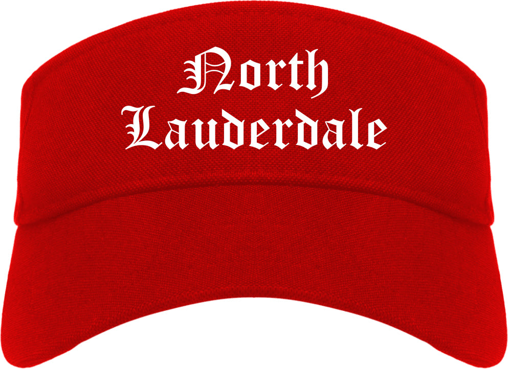 North Lauderdale Florida FL Old English Mens Visor Cap Hat Red