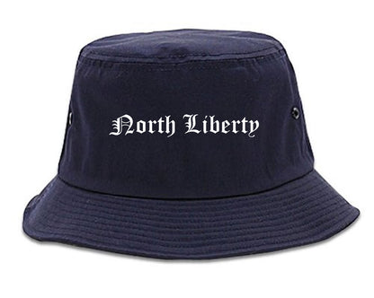 North Liberty Iowa IA Old English Mens Bucket Hat Navy Blue