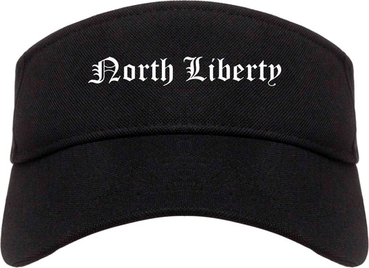 North Liberty Iowa IA Old English Mens Visor Cap Hat Black