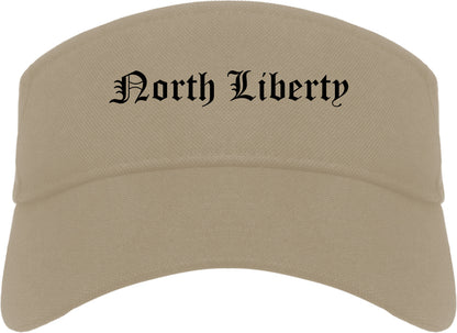 North Liberty Iowa IA Old English Mens Visor Cap Hat Khaki
