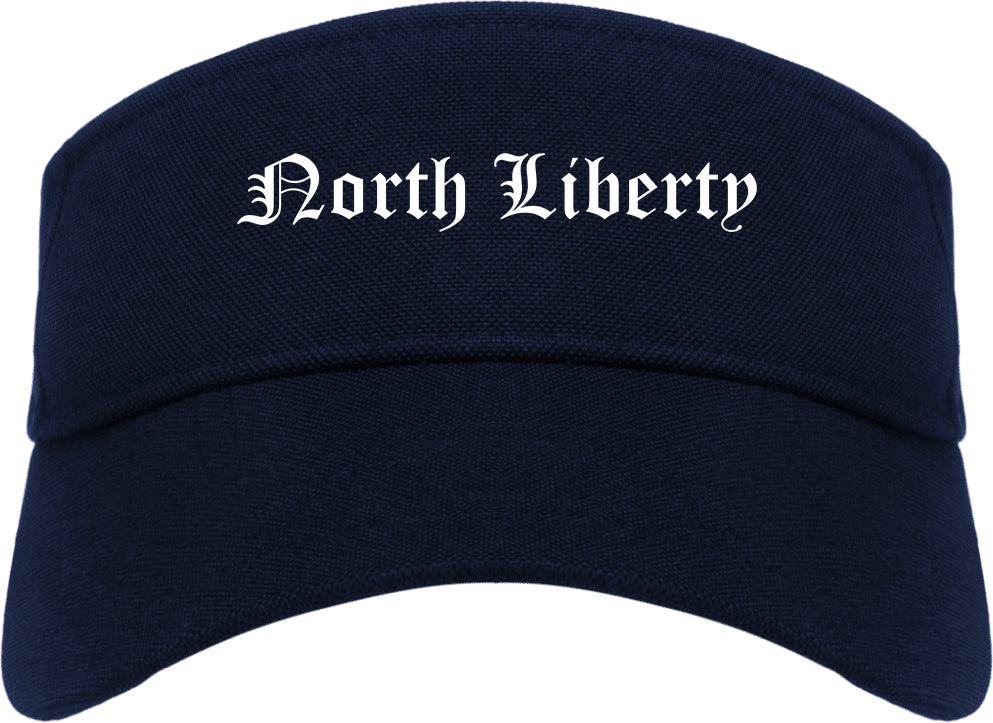 North Liberty Iowa IA Old English Mens Visor Cap Hat Navy Blue