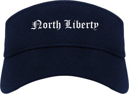 North Liberty Iowa IA Old English Mens Visor Cap Hat Navy Blue