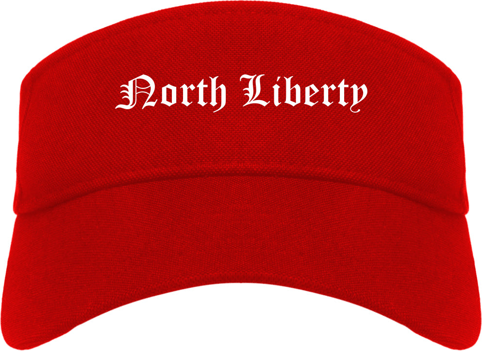 North Liberty Iowa IA Old English Mens Visor Cap Hat Red