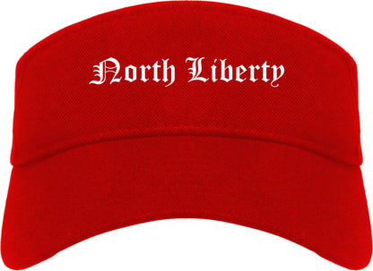 North Liberty Iowa IA Old English Mens Visor Cap Hat Red