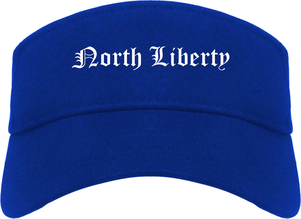 North Liberty Iowa IA Old English Mens Visor Cap Hat Royal Blue