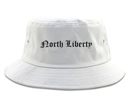 North Liberty Iowa IA Old English Mens Bucket Hat White