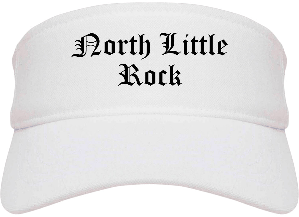 North Little Rock Arkansas AR Old English Mens Visor Cap Hat White