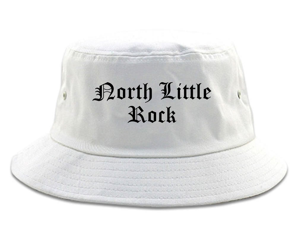 North Little Rock Arkansas AR Old English Mens Bucket Hat White