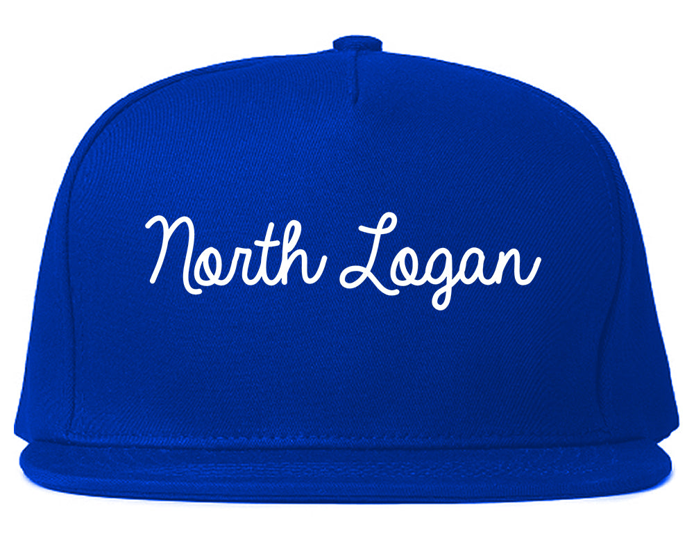 North Logan Utah UT Script Mens Snapback Hat Royal Blue