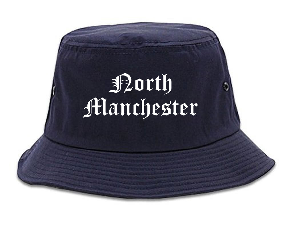 North Manchester Indiana IN Old English Mens Bucket Hat Navy Blue