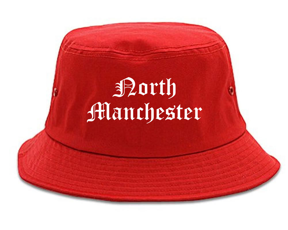 North Manchester Indiana IN Old English Mens Bucket Hat Red